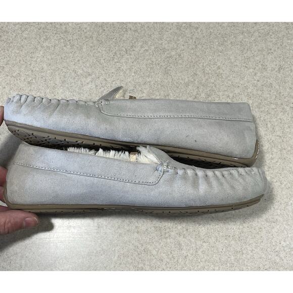 Floopi-Lilly Moccasin Faux Sued Slippers Gray Women’s Size 10 Casual Comfortable - Picture 5 of 10